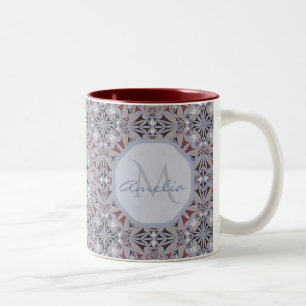 Caneca De Café Em Dois Tons Padrão Elegante Burgundy e Cinza Personalizado