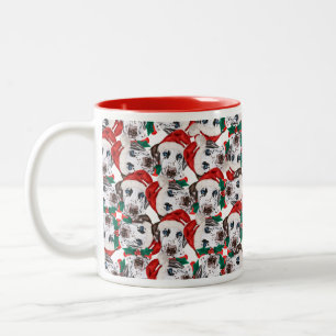 Caneca De Café Em Dois Tons Padrão engraçado de Natal com dálmata