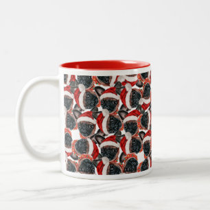 Caneca De Café Em Dois Tons Padrão engraçado de Natal do Griffon de Bruxelas