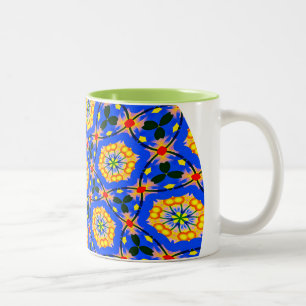 Caneca De Café Em Dois Tons Padrão estético floral
