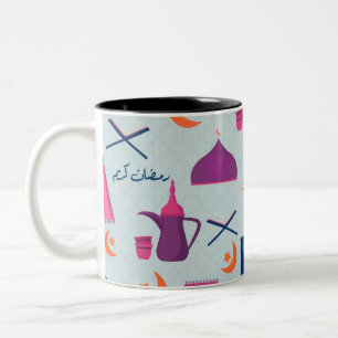 Caneca De Café Em Dois Tons Padrão Feliz Ramadão