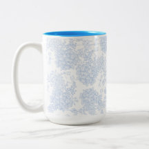 Padrão Floral Azul e Branco Elegante