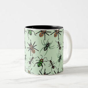 Caneca De Café Em Dois Tons Padrão Floral bonito