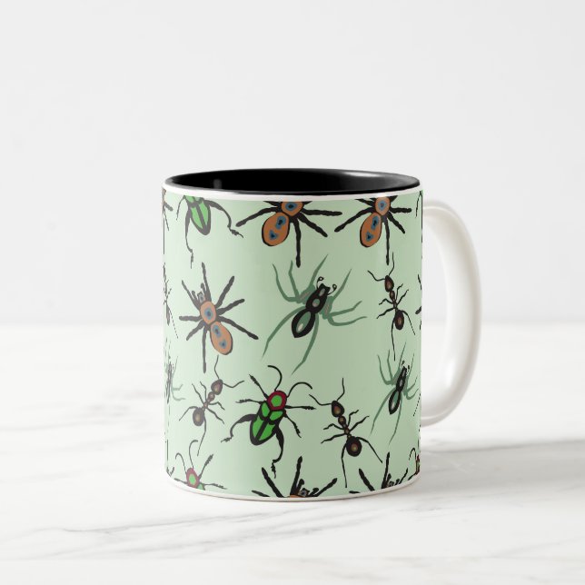 Caneca De Café Em Dois Tons Padrão Floral bonito (Frente Esquerda)