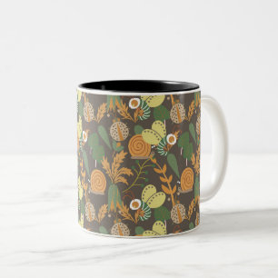 Caneca De Café Em Dois Tons Padrão Floral bonito