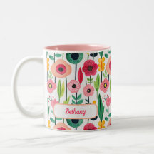 Padrão Floral de Aquarela com Nome