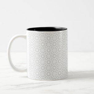 Caneca De Café Em Dois Tons Padrão Floral de Renda Branca Elegante