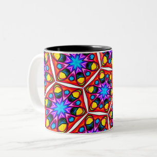 Caneca De Café Em Dois Tons Padrão Floral Elegante Abstrato