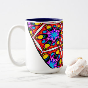 Caneca De Café Em Dois Tons Padrão Floral Elegante Abstrato