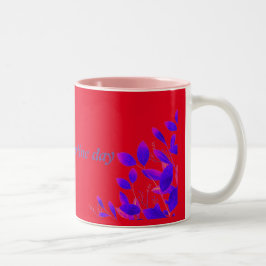 Caneca De Café Em Dois Tons padrão floral elegante roxo rosa