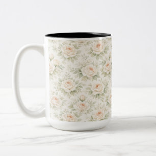 Caneca De Café Em Dois Tons Padrão Floral Nupcial