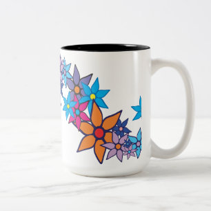 Caneca De Café Em Dois Tons Padrão Floral Trendy #2