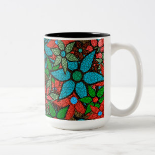 Caneca De Café Em Dois Tons Padrão Floral Trendy #6