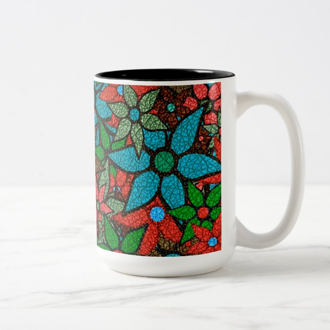 Caneca De Café Em Dois Tons Padrão Floral Trendy #6 (Direita)