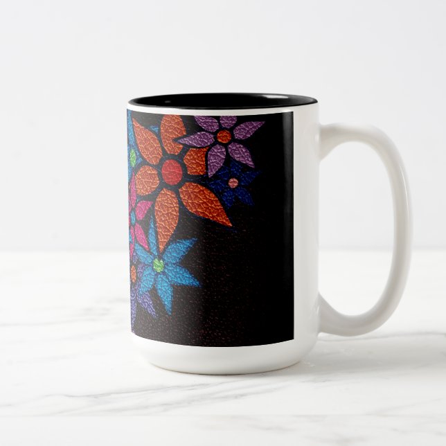 Caneca De Café Em Dois Tons Padrão Floral Trendy #7 (Direita)