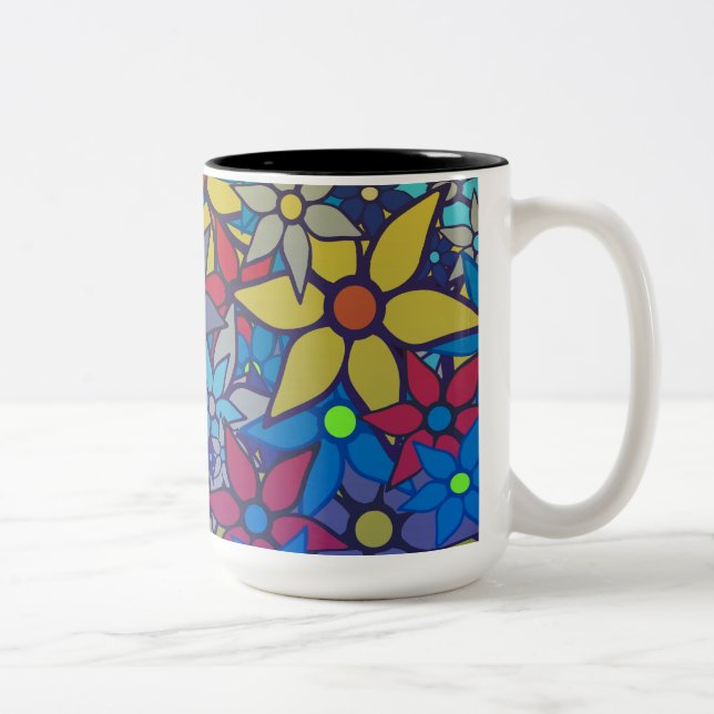 Caneca De Café Em Dois Tons Padrão Floral Trendy #9 (Direita)