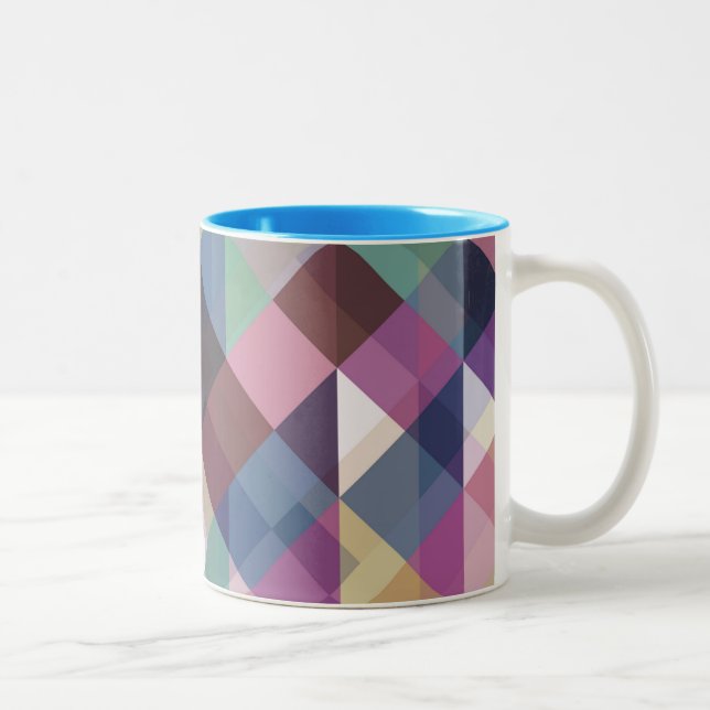 Caneca De Café Em Dois Tons Padrão Geométrico Colorido (Direita)