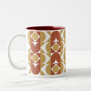 Caneca De Café Em Dois Tons padrão geométrico colorido estilo trendy boho