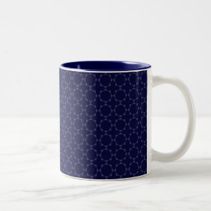 Caneca De Café Em Dois Tons Padrão Geométrico Islâmico Azul Escuro