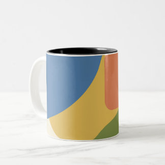 Caneca De Café Em Dois Tons Padrão Geométrico Moderno do meio século - Retroat