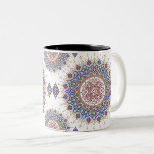 Caneca De Café Em Dois Tons Padrão Geométrico Ornamental Marroquino
