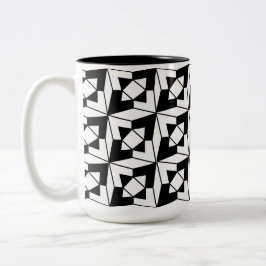 Caneca De Café Em Dois Tons Padrão Geométrico Preto e Branco Moderno