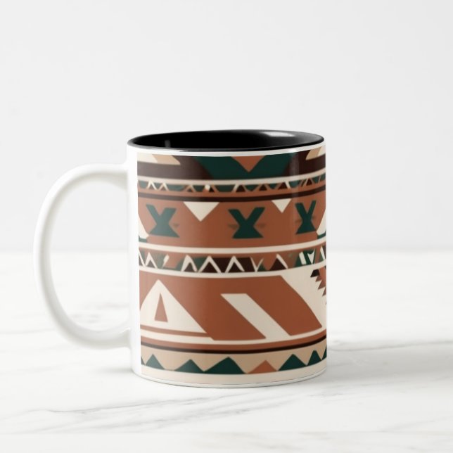 Caneca De Café Em Dois Tons Padrão Geométrico Tribal (Esquerda)