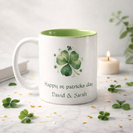 Caneca De Café Em Dois Tons Padrão Gigante de Dia de São Patrício em Aquarela