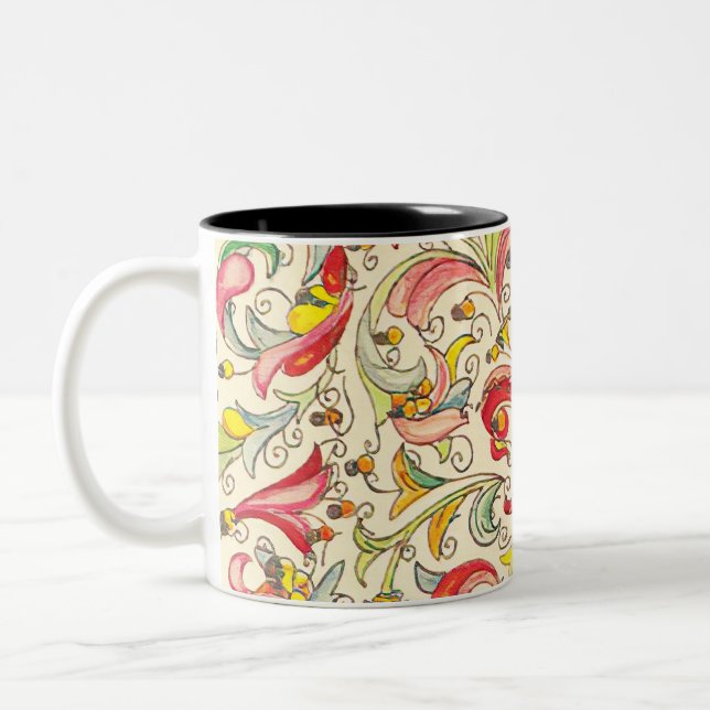 Caneca De Café Em Dois Tons Padrão italiano Florentine Fleur de Lis (Esquerda)