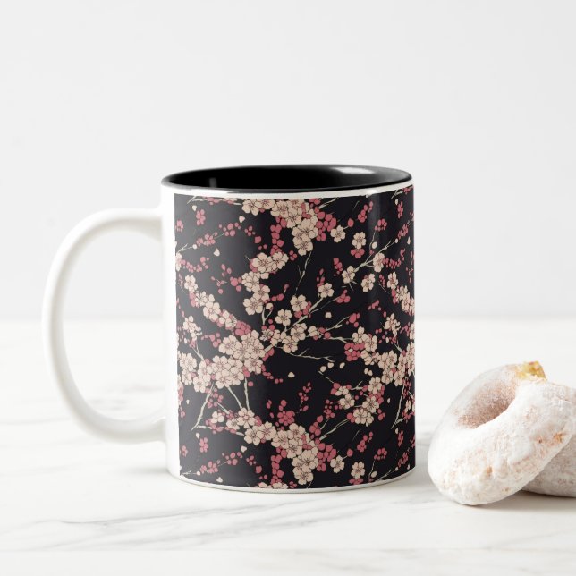 Caneca De Café Em Dois Tons Padrão Japonês  (Com Donut)