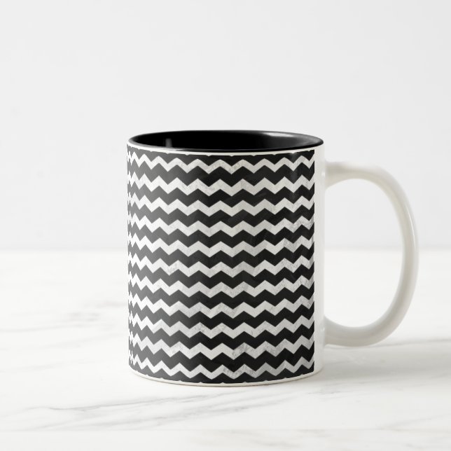 Caneca De Café Em Dois Tons Padrão Kohl Black Chevron (Direita)