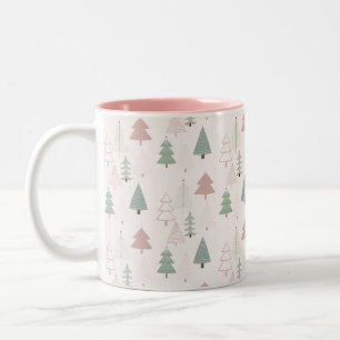 Caneca De Café Em Dois Tons Padrão Moderno das Florestas de Natal Bonitas