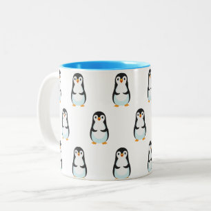 Caneca De Café Em Dois Tons Padrão moderno de pinguim preto e branco