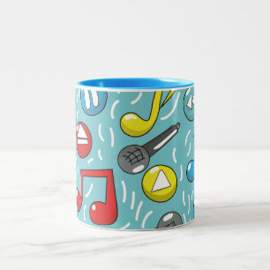 Caneca De Café Em Dois Tons Padrão musical