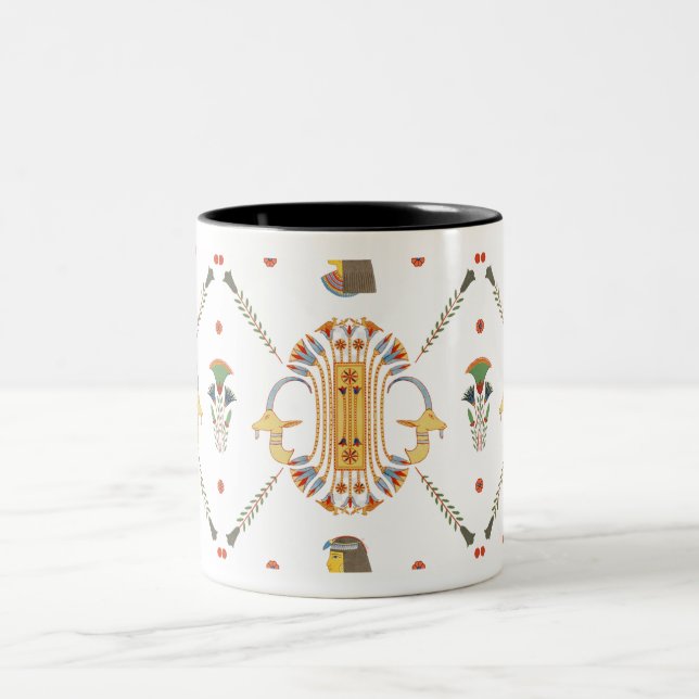 Caneca De Café Em Dois Tons Padrão ornamental do Egito sem costura (Centro)