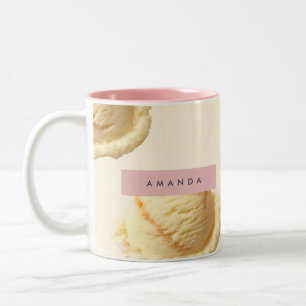 Caneca De Café Em Dois Tons Padrão personalizado de colher de Sorvete Vanilla