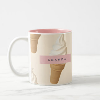 Caneca De Café Em Dois Tons Padrão personalizado de Cone de Sorvete Vanilla