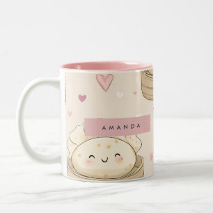Caneca De Café Em Dois Tons Padrão personalizado de despejo Kawaii Pastel