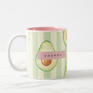 Caneca De Café Em Dois Tons Padrão personalizado Kawaii Avocado