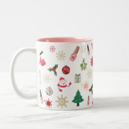 Caneca De Café Em Dois Tons Padrão Polonês das unhas de Natal