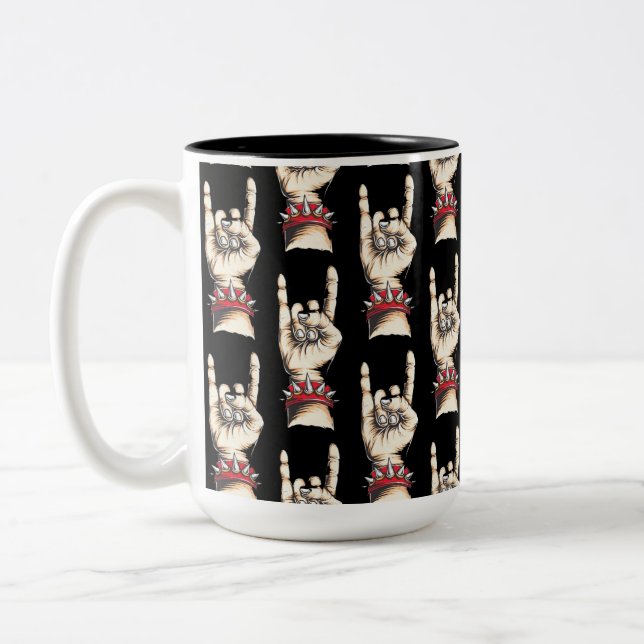 Caneca De Café Em Dois Tons Padrão Preto para Cima (Esquerda)