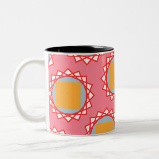 Caneca De Café Em Dois Tons Padrão Quadrado Amarelo Dourado