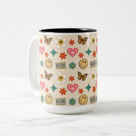 Caneca De Café Em Dois Tons Padrão retroativo 01