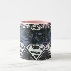 Caneca De Café Em Dois Tons Padrão S do Supergirl Repeat