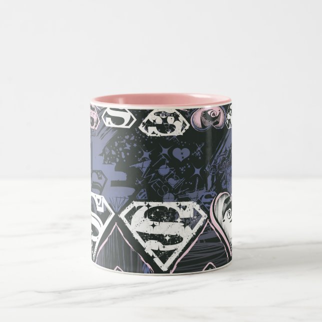 Caneca De Café Em Dois Tons Padrão S do Supergirl Repeat (Centro)