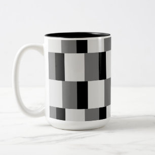 Caneca De Café Em Dois Tons Padrão Simples Preto e Cinza
