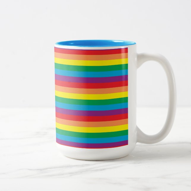 Caneca De Café Em Dois Tons Padrão Simplesmente Arco-Íris (Direita)