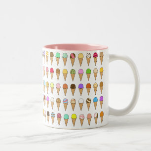 Caneca De Café Em Dois Tons Padrão "Sorvetes de Muitos Sabores"