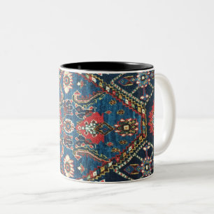 Caneca De Café Em Dois Tons Padrão Turco Persa Antigo, Azul