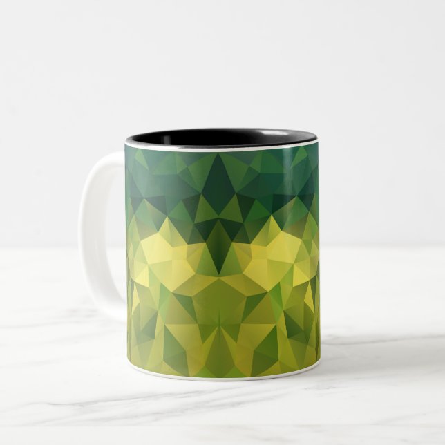 Caneca De Café Em Dois Tons Padrão verde amarelo (Frente Esquerda)